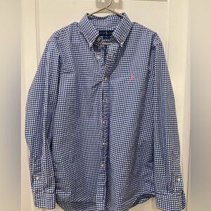 Men’s large Ralph Lauren classic fit blue check button down
